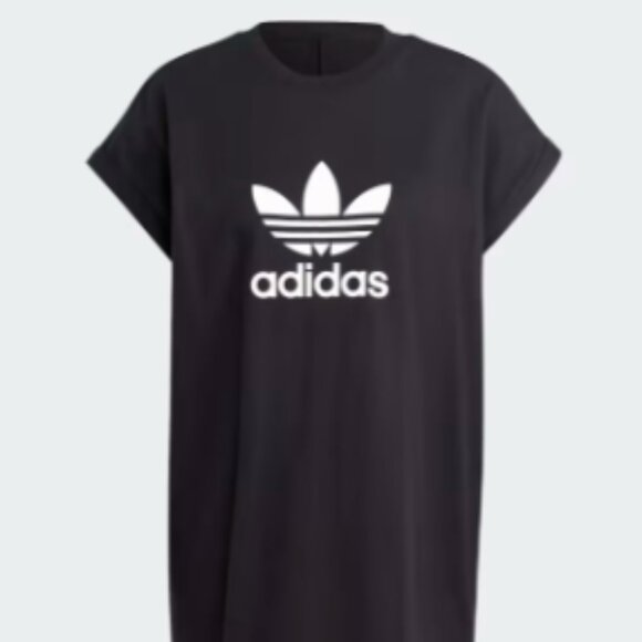 NWT Black Adidas Logo T-shirt Dress (L) - Picture 2 of 9